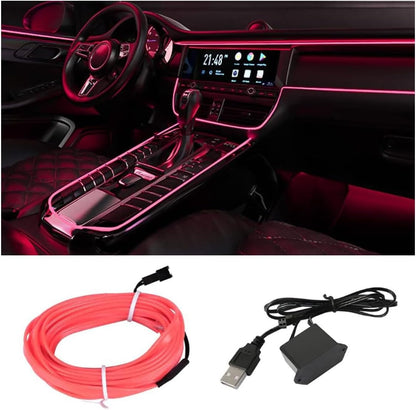 ⚡ EL Wire Neon Interior Car Lights – 16FT USB Glow Strip with Fuse Protection, Smooth Ambient Edge Lighting 🔵✨
