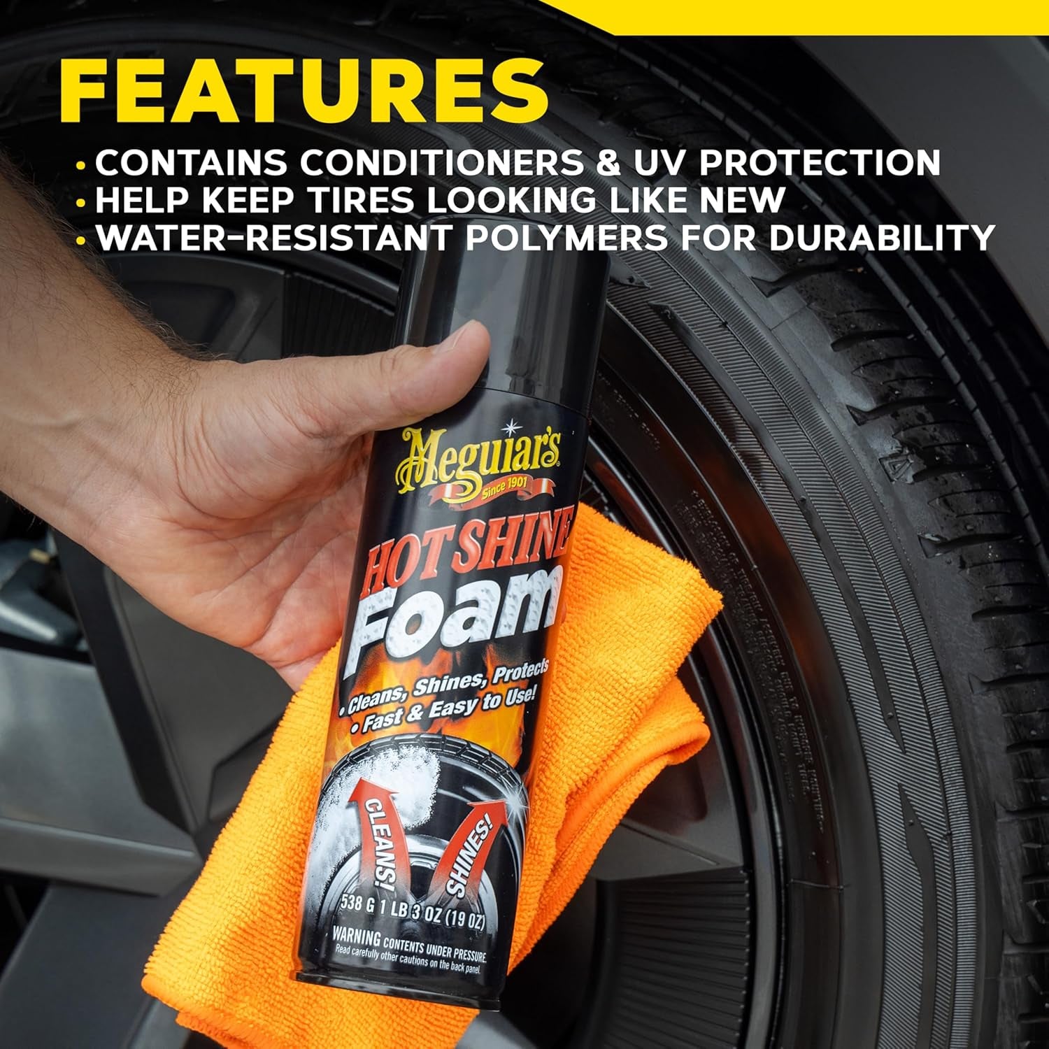Hot Shine Tire Foam – High Gloss Deep Black Finish