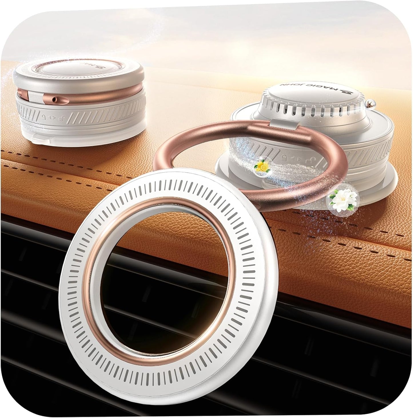 Magnetic Car Phone Mount — 2-in-1 Air Vent Holder + Car Fragrance Diffuser (360° Rotation)