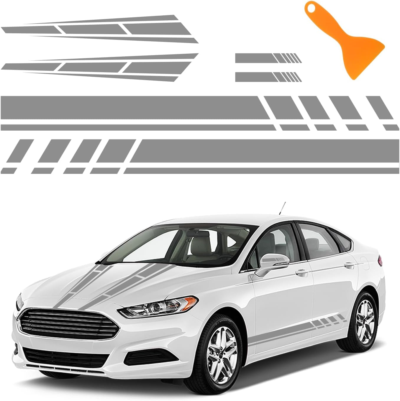 6PCS Car Racing Stripe Kit – Hood, Side & Mirror Decals ⚡🏎️