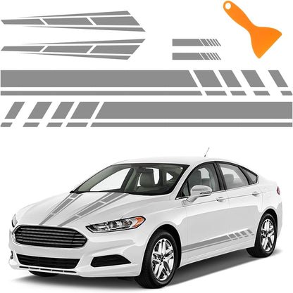 6PCS Car Racing Stripe Kit – Hood, Side & Mirror Decals ⚡🏎️