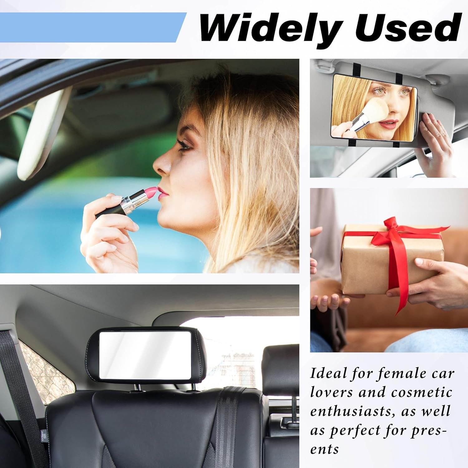 💄 Car Sun Visor Mirror – HD Cosmetic Makeup Mirror with Straps