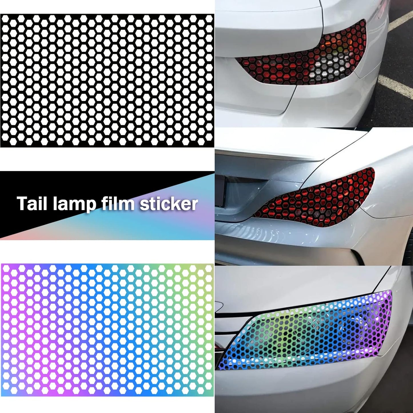 2PCS Car Tail Light Stickers – Honeycomb Style Tint Film 🔴🚙