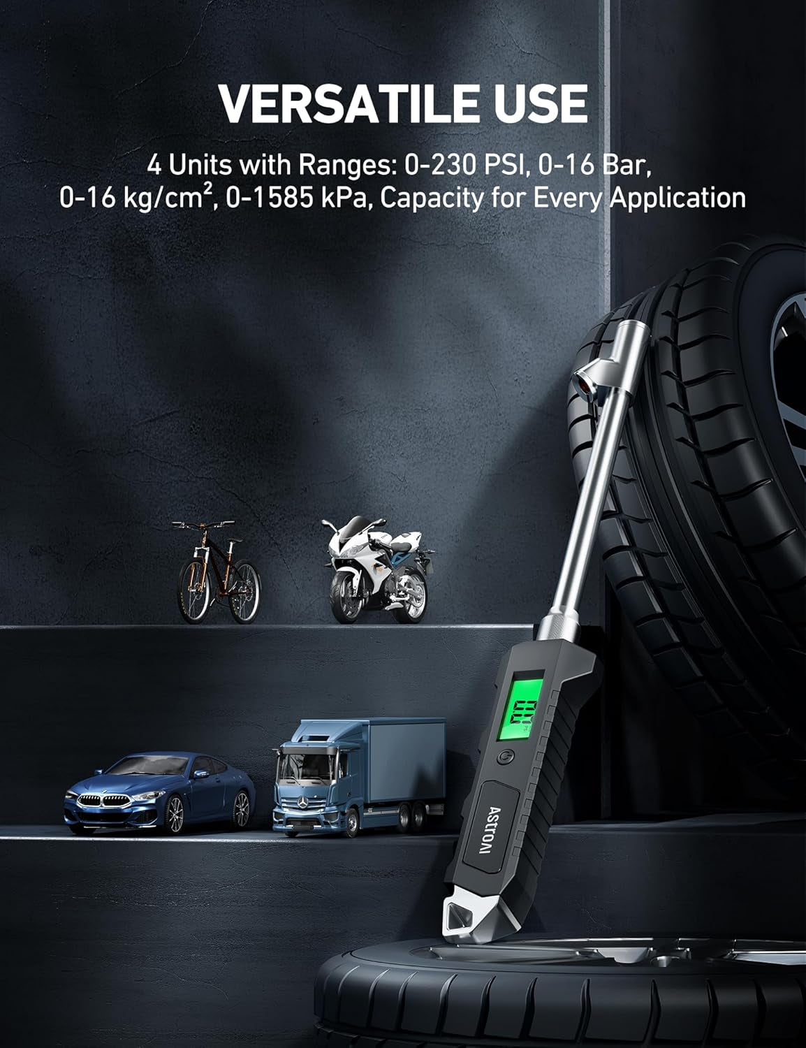 Digital Tire Pressure Gauge – 230 PSI Dual Head with LCD & Light 🚘🔋