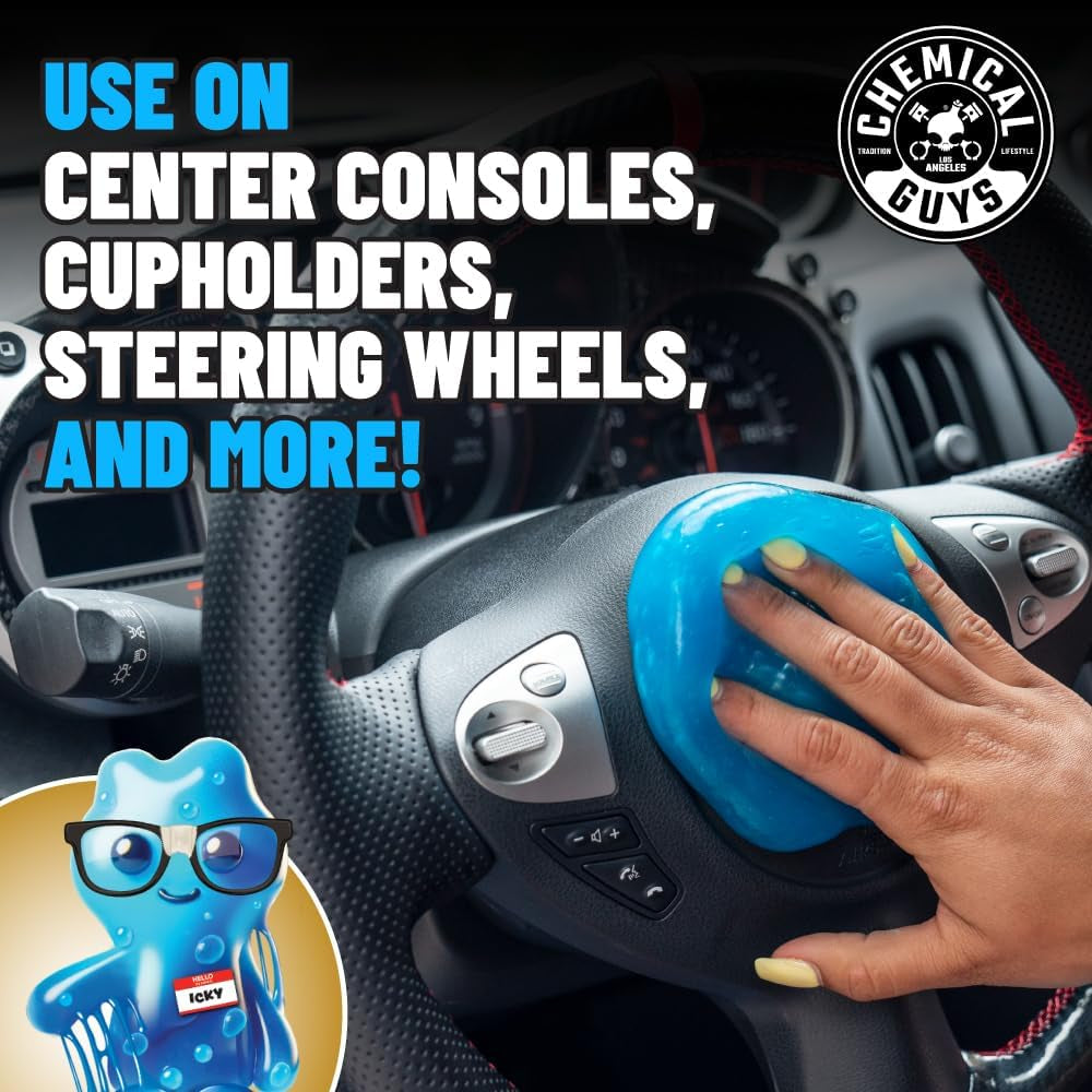 Sticky Icky Car Cleaning Gel - Green Apple & Sweet Strawberry Scent, 2 Pack Detailing Kit for Dust, Crevices & Keyboard Cleaning