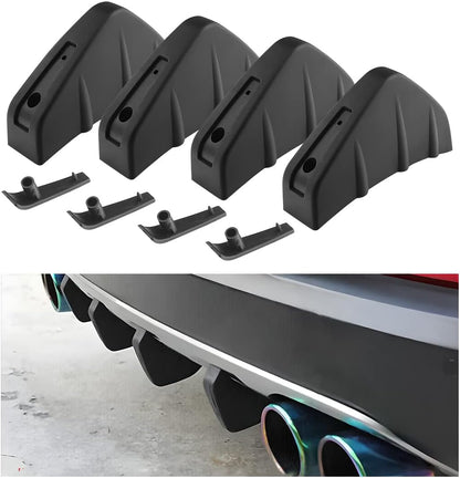 Upgrade Your Ride: 4-Piece Car Lower Bumper Lip Diffuser & Spoiler Fin Protector Kit - Universal Fit for Cars, SUVs, and Trucks