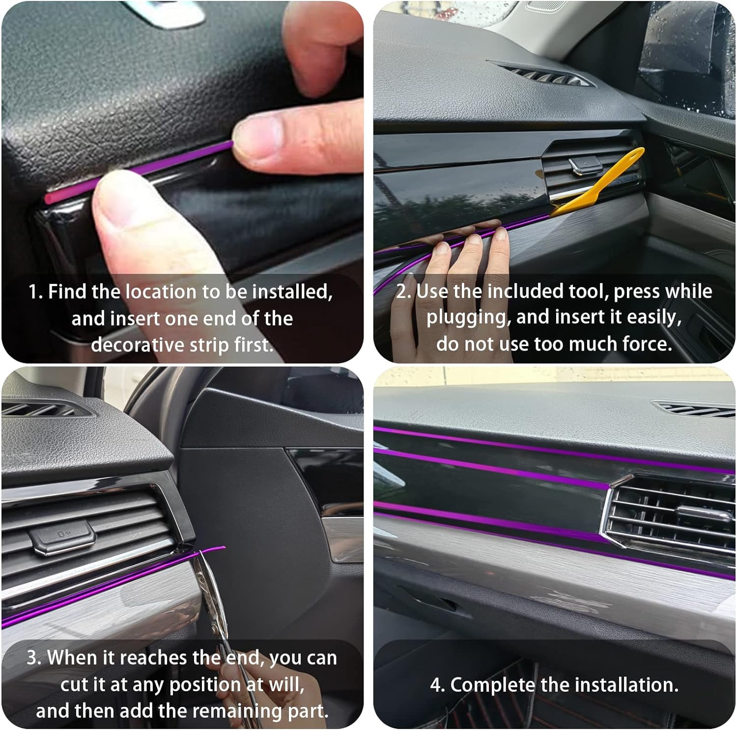 33 Ft Car Interior Trim Strip – Dashboard Edge Decor 💜🚘