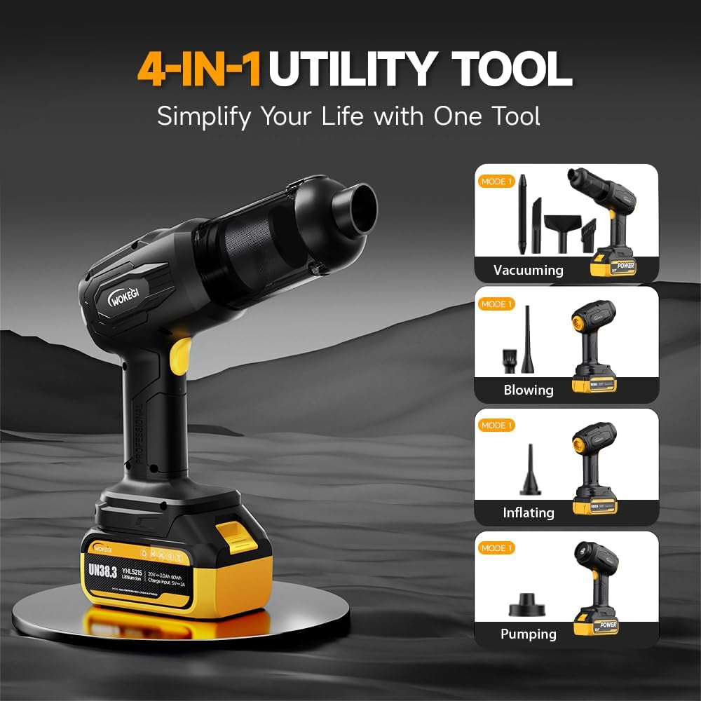 ⚡ Cordless 4-in-1 Car Vacuum – 40000 Pa Suction, Built-In Air Duster, High-Power Cleaning Machine 🔥🚗