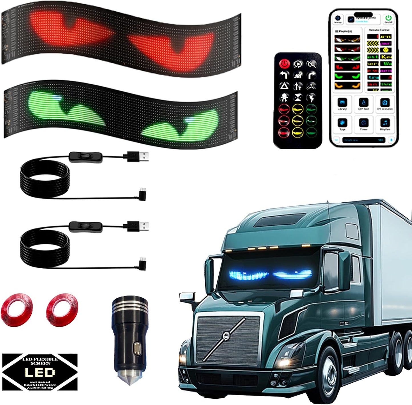 LED Devil Eyes Car Light – USB Powered Remote Control Panel 👹💡