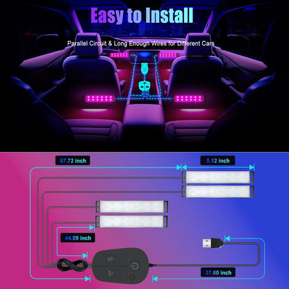 🚗 RGB Interior Car LED Kit – APP Controlled Ambient Lighting with Music Mode for Cars, Trucks & SUVs 💫🎧