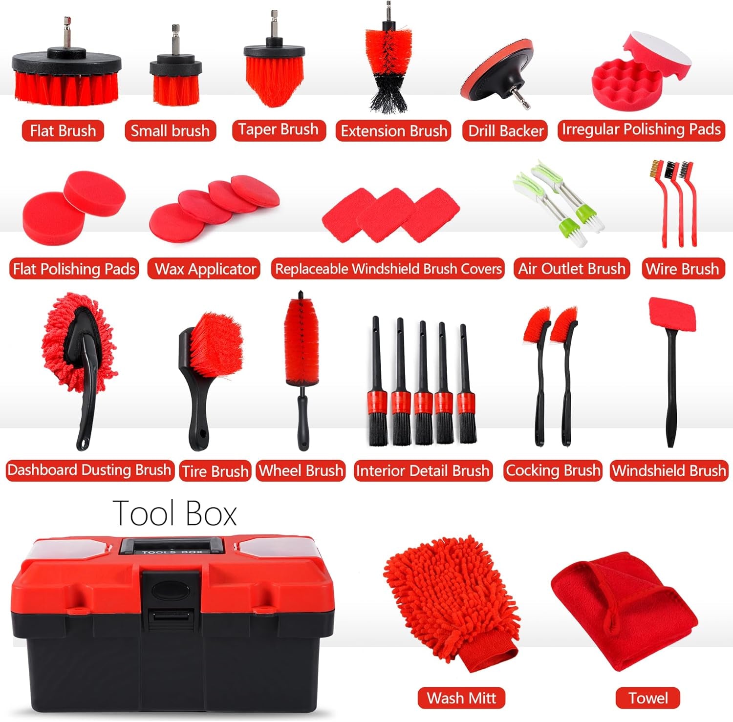 35PCS Car Detailing Kit – Complete Cleaning Toolbox for Interior & Exterior 🧰🚗