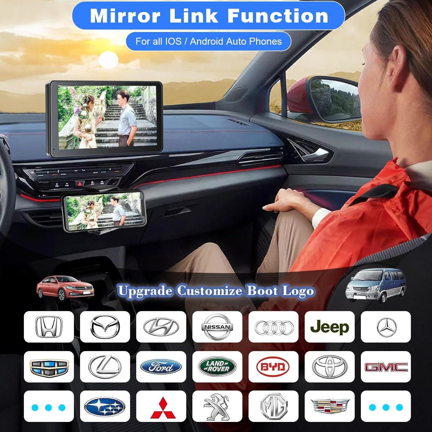 Wireless Car Stereo – 7” Touchscreen Apple CarPlay & Android Auto with Backup Camera 📱🚘