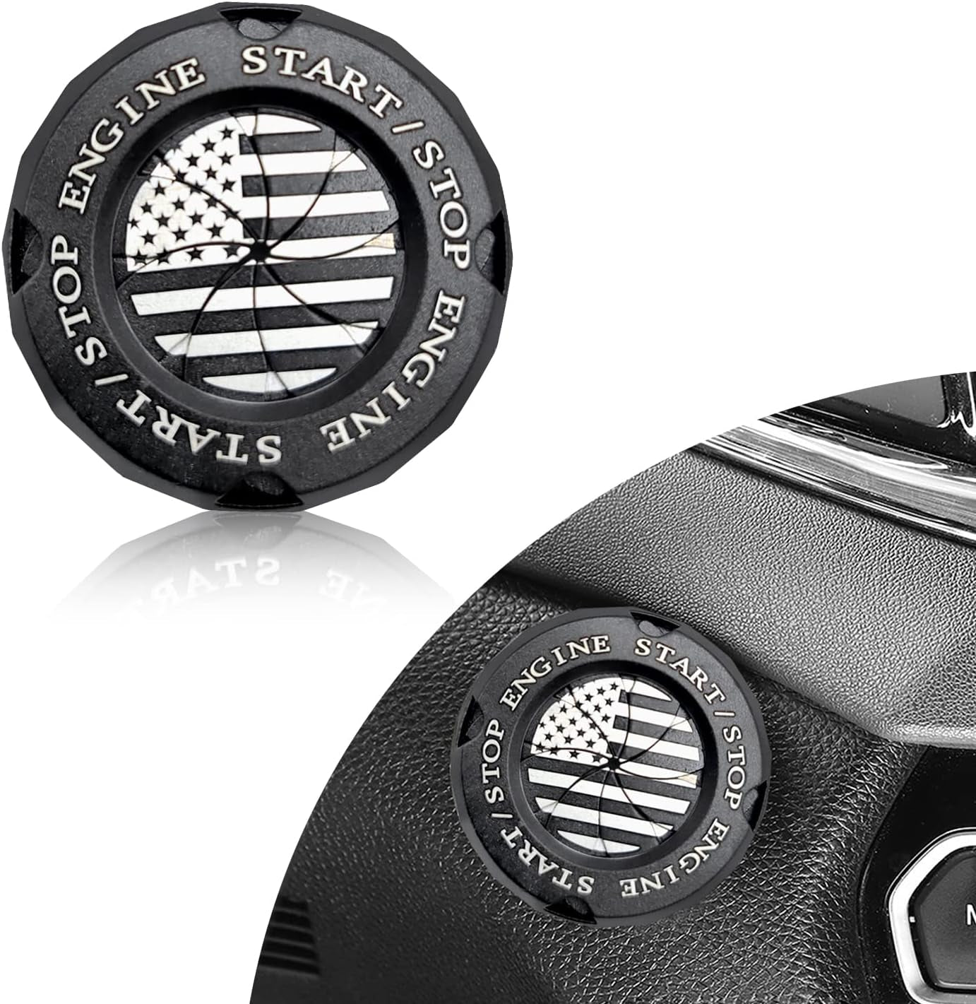 American Flag Engine Start Button Cover – Metal Ignition Protector 🚘