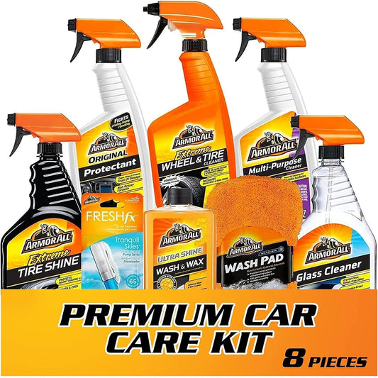 Premier Car Care Kit – Includes Wax, Tire & Wheel Cleaner + Air Freshener 🧼🚘