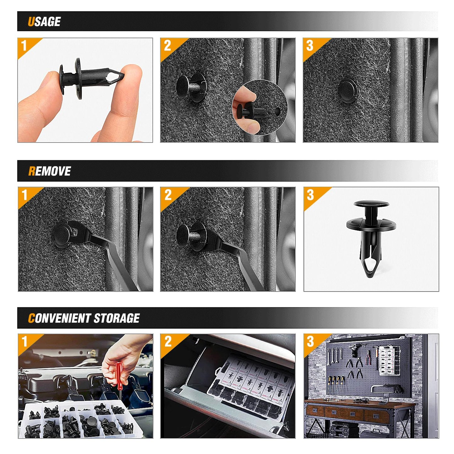 240PCS Car Retainer Clip Set – Rivets & Fasteners for GM, Ford, Toyota ⚙️🧰