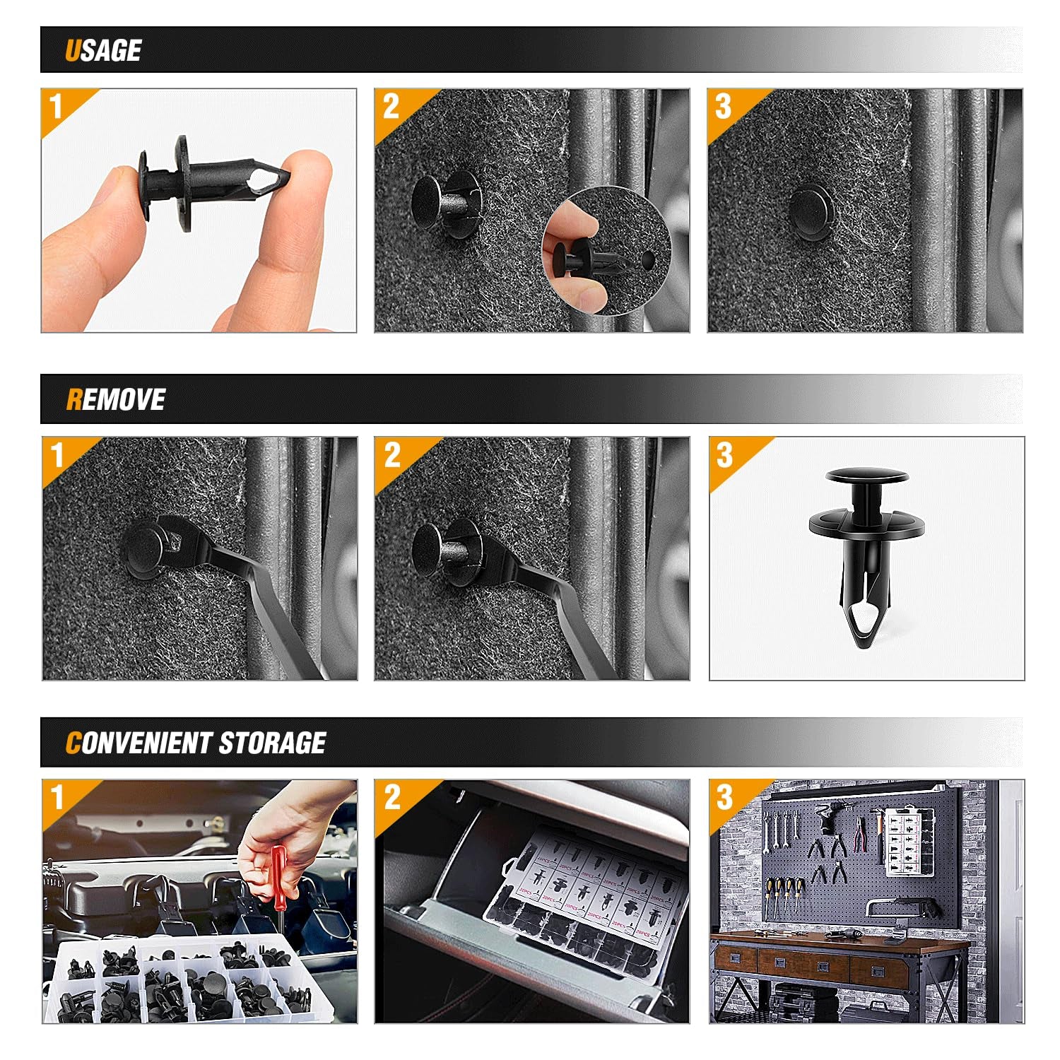 240PCS Car Retainer Clip Set – Rivets & Fasteners for GM, Ford, Toyota ⚙️🧰