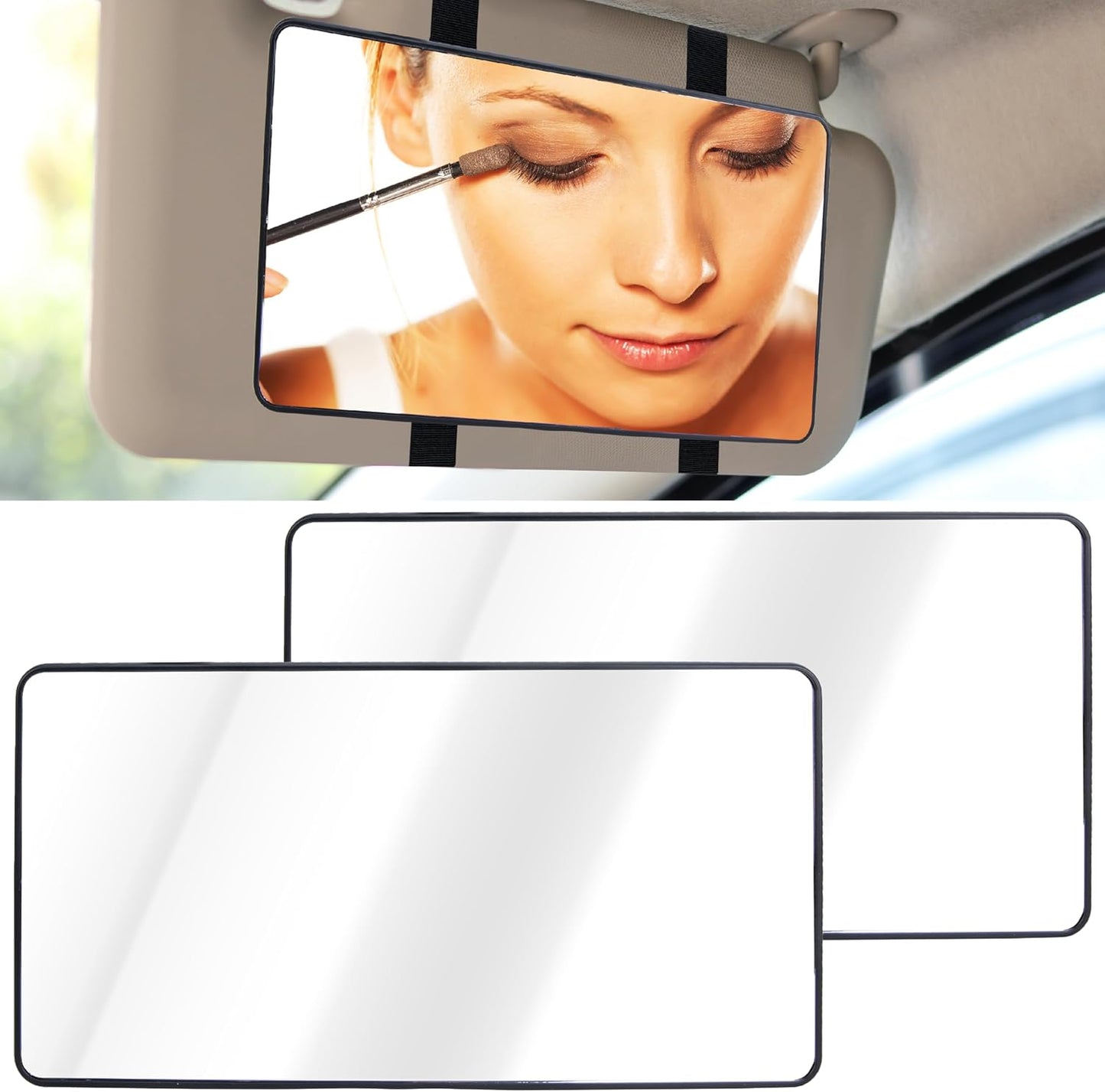 💄 Car Sun Visor Mirror – HD Cosmetic Makeup Mirror with Straps