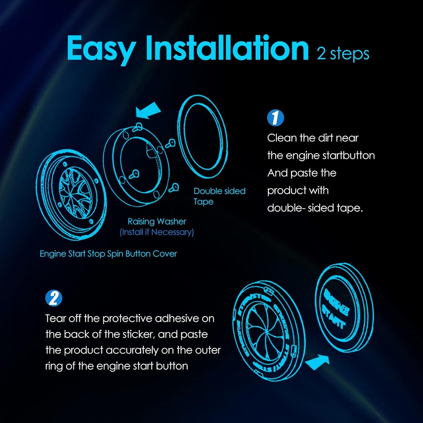 American Flag Engine Start Button Cover – Metal Ignition Protector 🚘