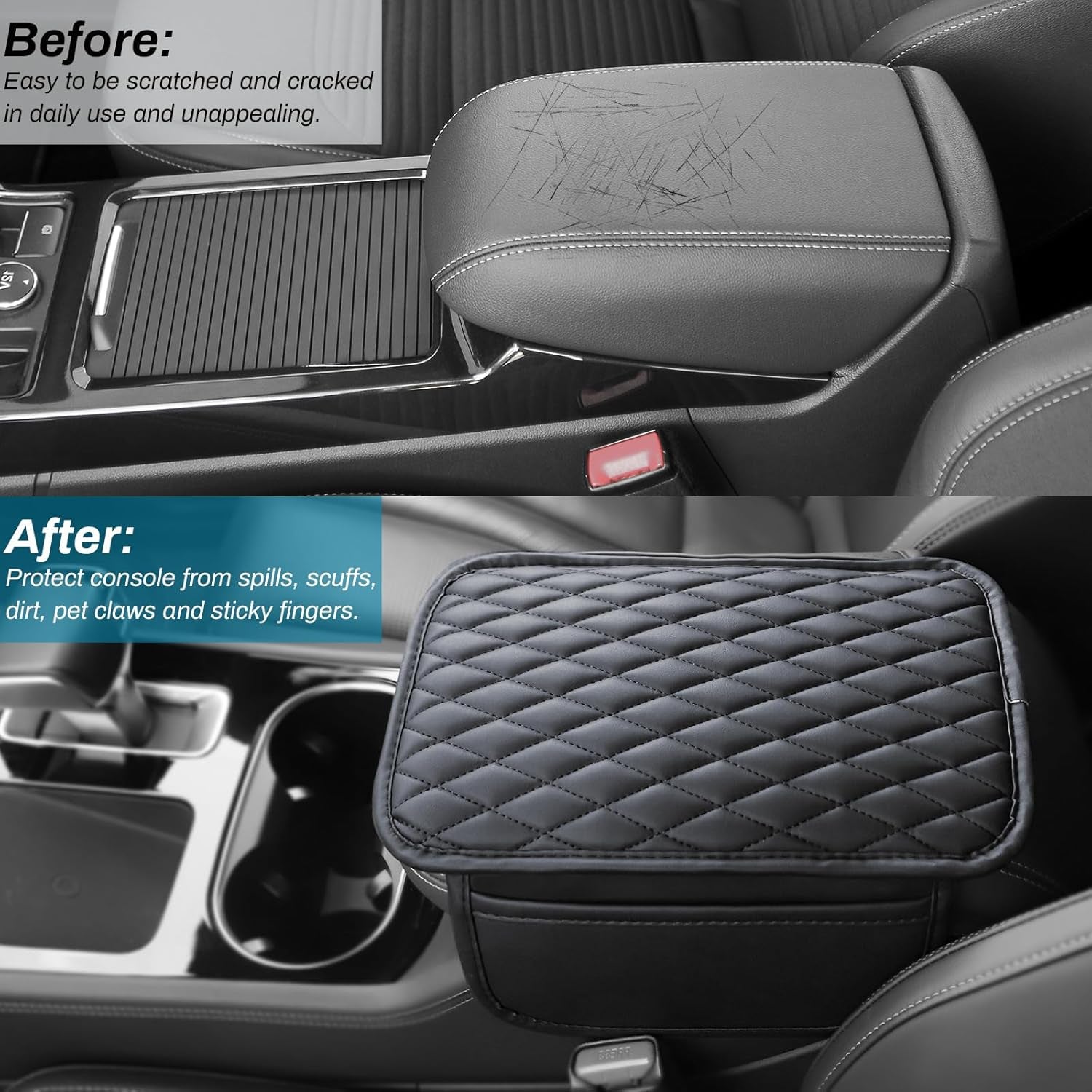 Car Center Console Cover – Microfiber Leather Armrest Protector 🧼🚙