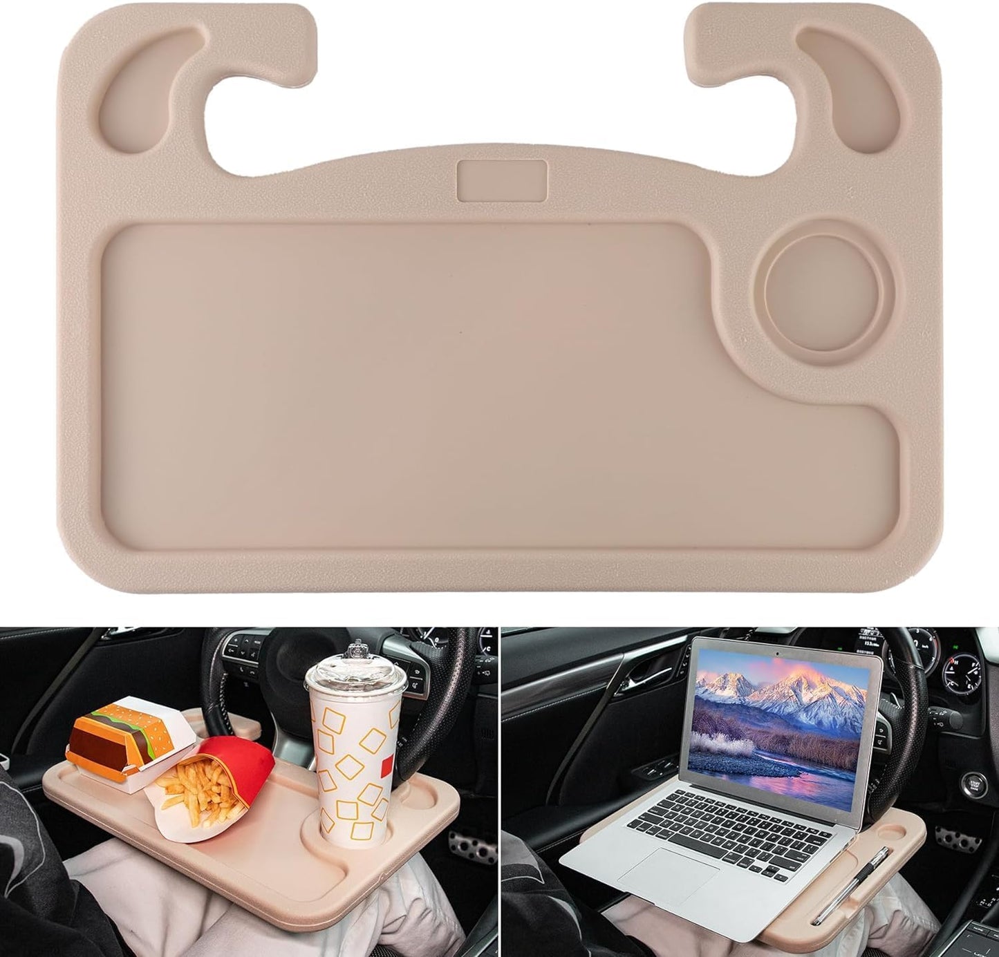 Multi-Functional Car Steering Wheel Desk - Ultimate Travel Accessory for Laptop, Eating, and More! (Black)