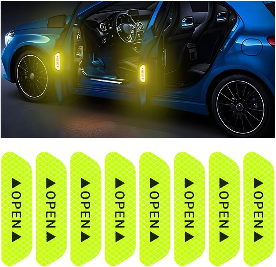 4PCS Reflective Door Warning Stickers – Anti-Collision Safety Decals 💡🚗