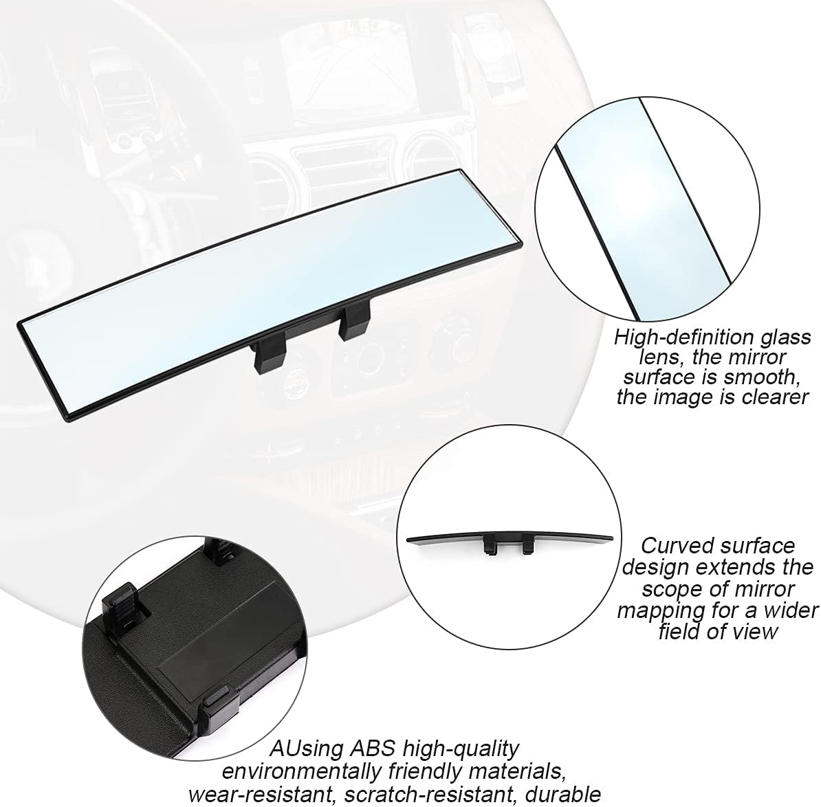 Panoramic Rearview Mirror – Wide Angle 12" Clip-On HD View 🪞🚙
