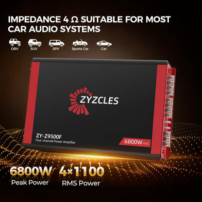 💪 2026 4-Channel Car Amplifier – 6800W Max Power Beast, Class AB Audio Performance 🔥🔊