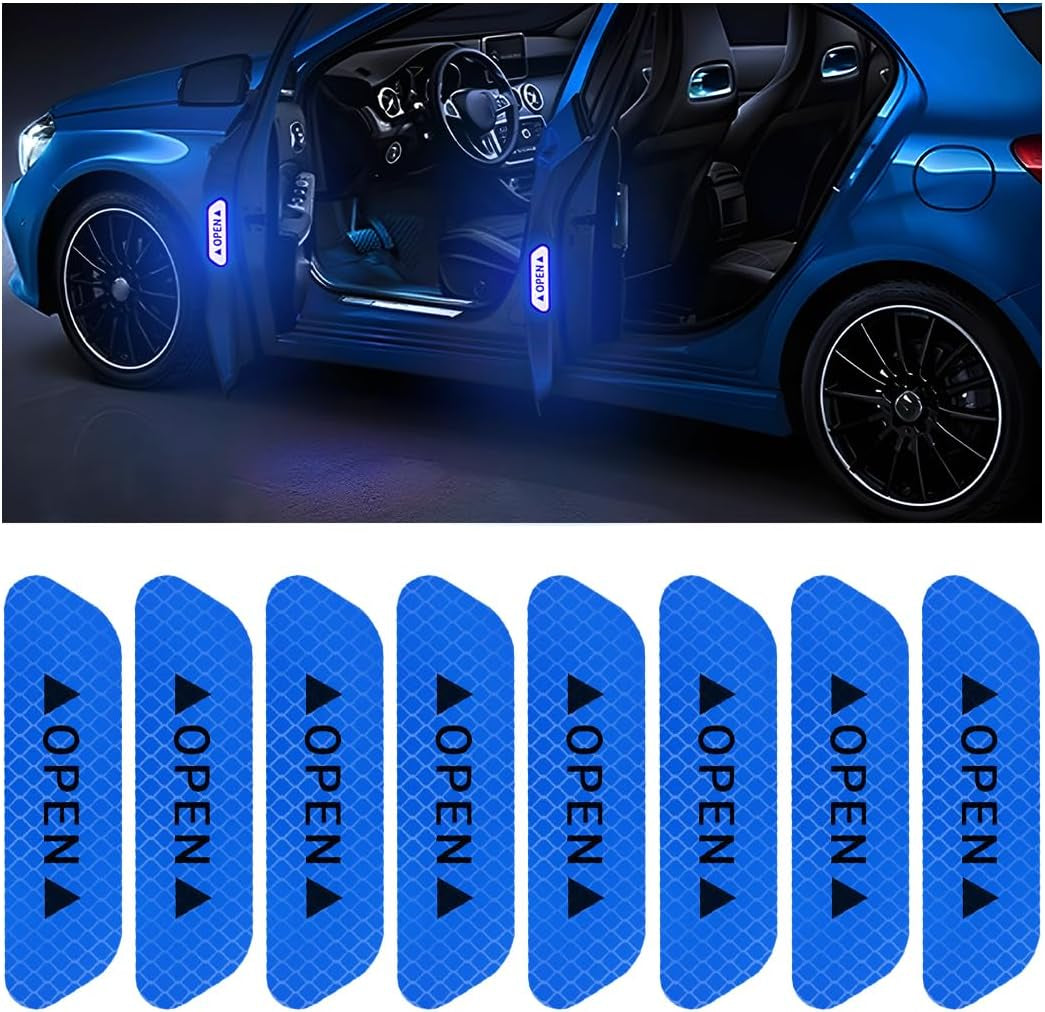 4PCS Reflective Door Warning Stickers – Anti-Collision Safety Decals 💡🚗