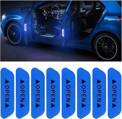 4PCS Reflective Door Warning Stickers – Anti-Collision Safety Decals 💡🚗