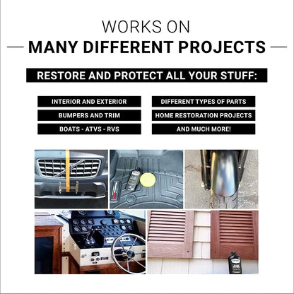 Plastic Restorer Kit – Shine & Protect Trim and Bumpers (8 Oz Foam Applicator)